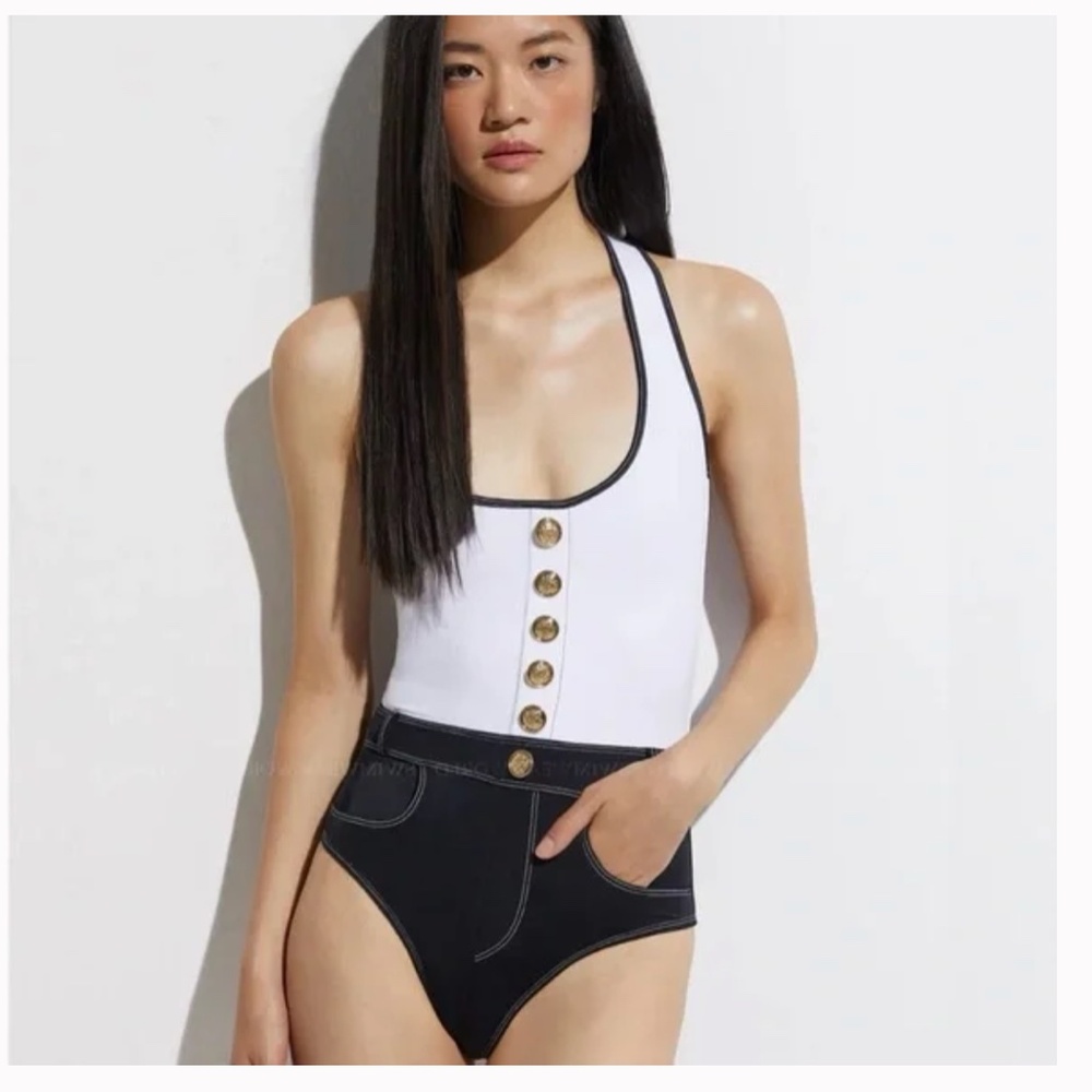 OYE Swimwear Lavinia One Piece Black and White  Size Small